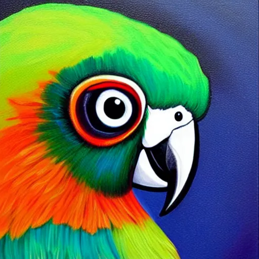 Image similar to beautiful acrylic painting of an adorable parrot, by jeremiah ketner