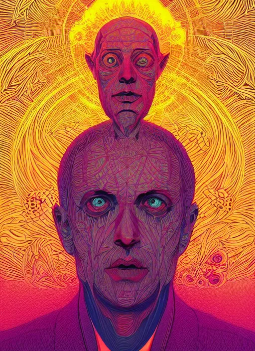 Prompt: symmetry!! stunning portrait of alastair sim!! by victo ngai, kilian eng vibrant colours, dynamic lighting, digital art, winning award masterpiece, fantastically beautiful, illustration, aesthetically inspired by beksinski and dan mumford, trending on artstation, art by greg rutkowski, 8 k