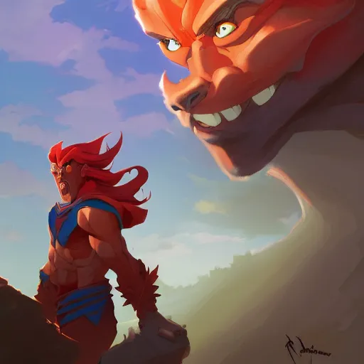 Image similar to hero world thundercats, behance hd by jesper ejsing, by rhads, makoto shinkai and lois van baarle, ilya kuvshinov, rossdraws global illumination