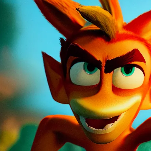 Prompt: A photo of a real-life crash bandicoot, Studio Lighting, High Detail, 4K, Title-Shift, Hyperrealism