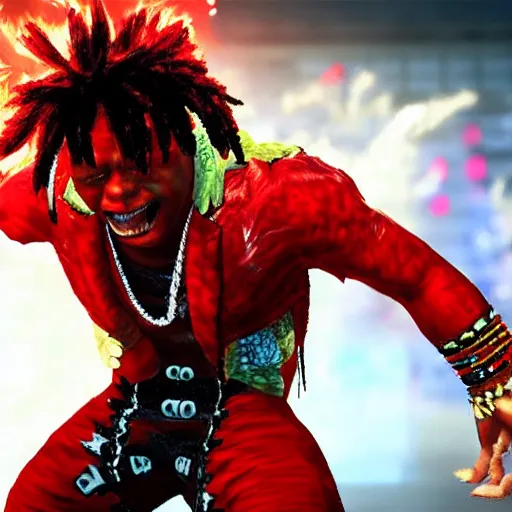 Prompt: trippie redd, as a character in tekken