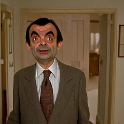 Image similar to A still of Mr Bean in The Shining