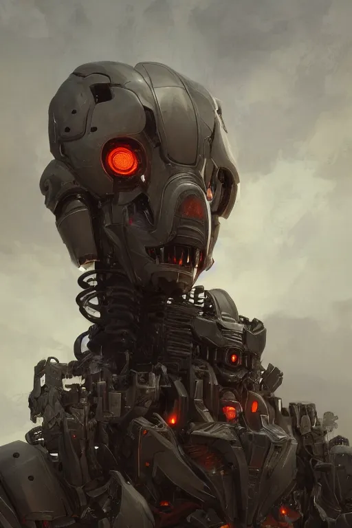 Image similar to a detailed portrait of a giant mechanical humanoid by Greg Rutkowski, Sung Choi, Mitchell Mohrhauser, Maciej Kuciara, Johnson Ting, Maxim Verehin, Peter Konig, final fantasy, Marco lense , 8k photorealistic, cinematic lighting, HD, high details, atmospheric , trending on artstation