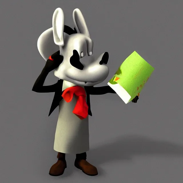 Image similar to max from sam and max smoking, 3d