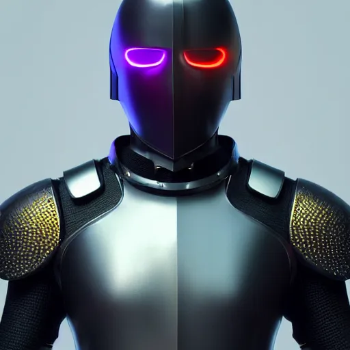 Image similar to hyperrealistic 3 d render of a colorful bust of knight with futuristic fashion elements created by ludvig holmen, brilliantly colored, kingdoms of ether, octane render, 3 d animated, unreal engine 5, volumetric lighting, hdr, cinematic atmosphere, smooth surface, 8 k