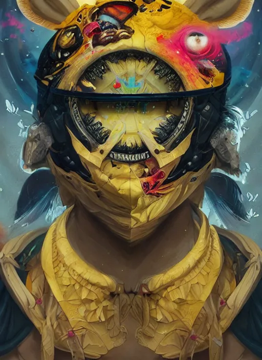 Prompt: beautiful portrait of Agumon, by Tristan Eaton, Stanley Artgermm, Tom Bagshaw, Greg Rutkowski, Carne Griffiths. trending on DeviantArt, face enhance, hyper detailed, trending on Artstation, 8k, masterpiece, graffiti paint, fine detail, full of color, intricate detail, golden ratio illustration