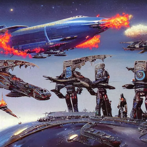 Image similar to Michael Whelan, John Harris, David Hardy, John Berkey, Chris Foss, Chris Moore, Vincent Di Fate, Jim Burns