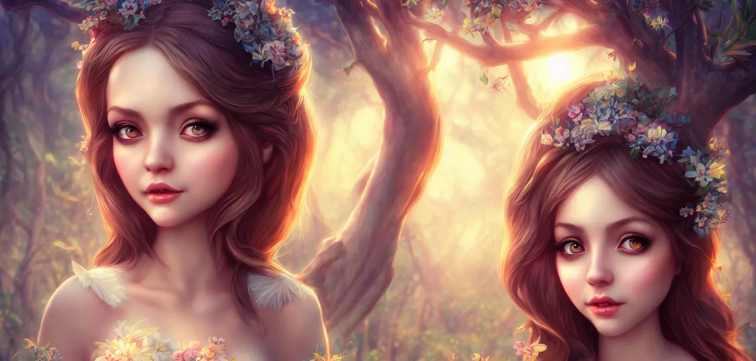 Image similar to fairy tale | | big eyes, sunny, dreamlike art, realistic shaded, smile, good looking, hyper details, 4 k realistic, cryengine, realistic shaded lighting poster by artgerm, ross tran, fuji choko, loish, 8 k resolution, trending on artstation, luxury