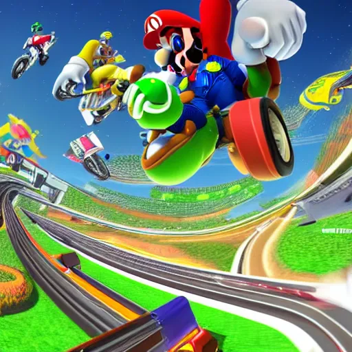 Image similar to Ultrarealistic photo of Mario Kart Tour, hyperdetalied, high rendering, high quality, 8K, ArtStation, photorealistic,cinematic,