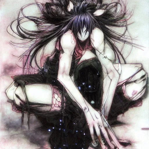 Prompt: despair by yoshitaka amano