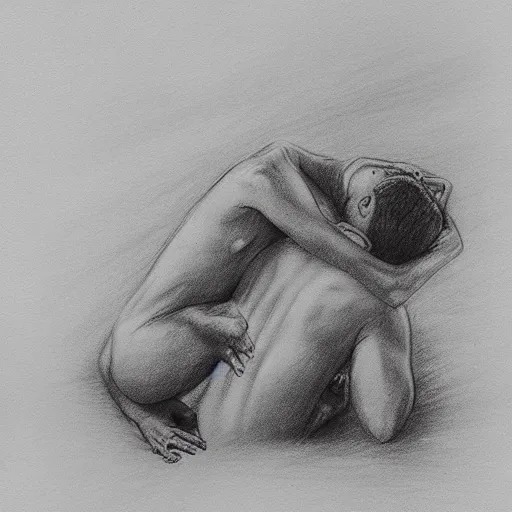 Prompt: dramatic event between lovers, pencil sketch, 2 man, almost stroking, tears, low water, white colors