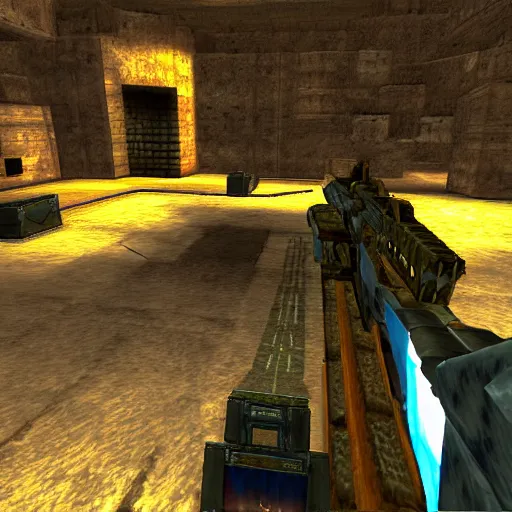 Prompt: quake iii area deathmatch, fps, video game screenshot