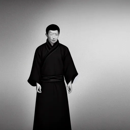 Prompt: portrait painting of a 3 0 - year - old chinese man, taoist priest, dressed in black and white taoist robe, like andy lau, immortal bone, affable ， wenjun lin, unreal engine 5 highly rendered, global illumination, radiant light, detailed and intricate environment
