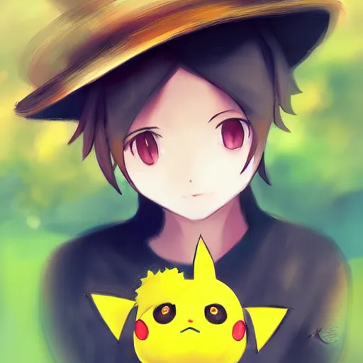 Image similar to Pichu wearing a straw hat by WLOP, Pokemon, anime