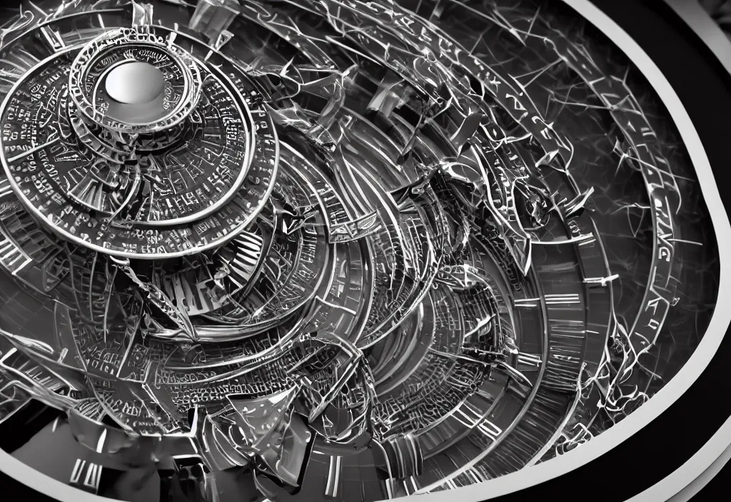 Prompt: a close up view of a highly intricate gyroscopic compass watch that can navigate the dream scape and astral realms discovered in the akashic records, photorealism, hyper realism, octane render, unreal engine, volumetric light, depth of field, lens flares, detailed, intricate, twin motion, megascan, high resolution, realistic render
