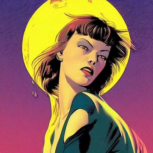 Prompt: “ milla jovovich retro minimalist portrait by jean giraud, moebius starwatcher comic, 8 k ”