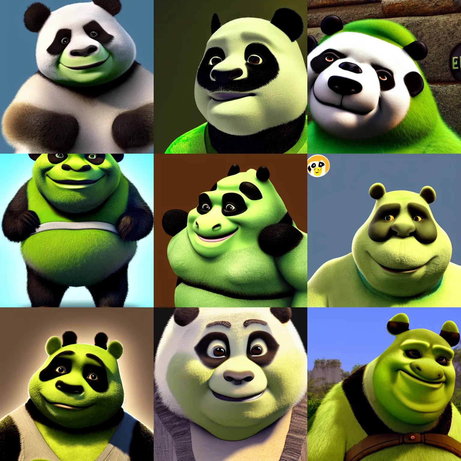 Prompt: Panda with a shrek face, unreal engine 5