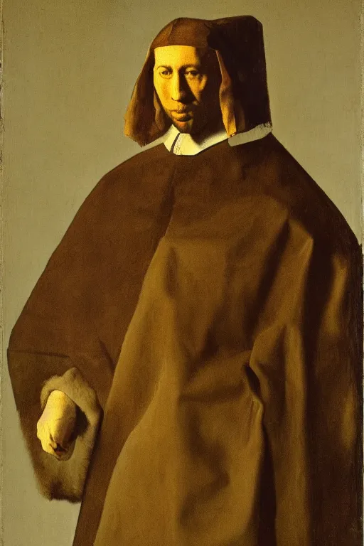 Prompt: portrait of Nicholas Cage by Johannes Vermeer, epic lighting