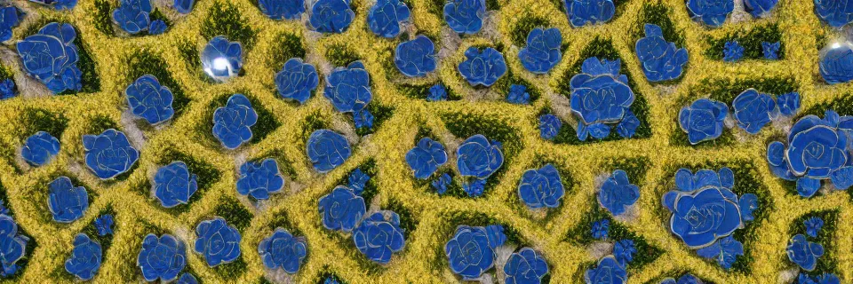 Image similar to photovoltaic flowers blooming, close-up from above, reflections, 8k, stunning masterpiece, octane render, award winning, world press photo, futuristic, intense atmosphere