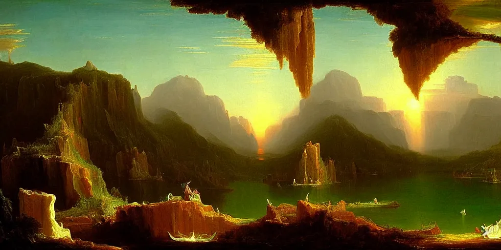 Image similar to an intricate time machine painted by thomas cole