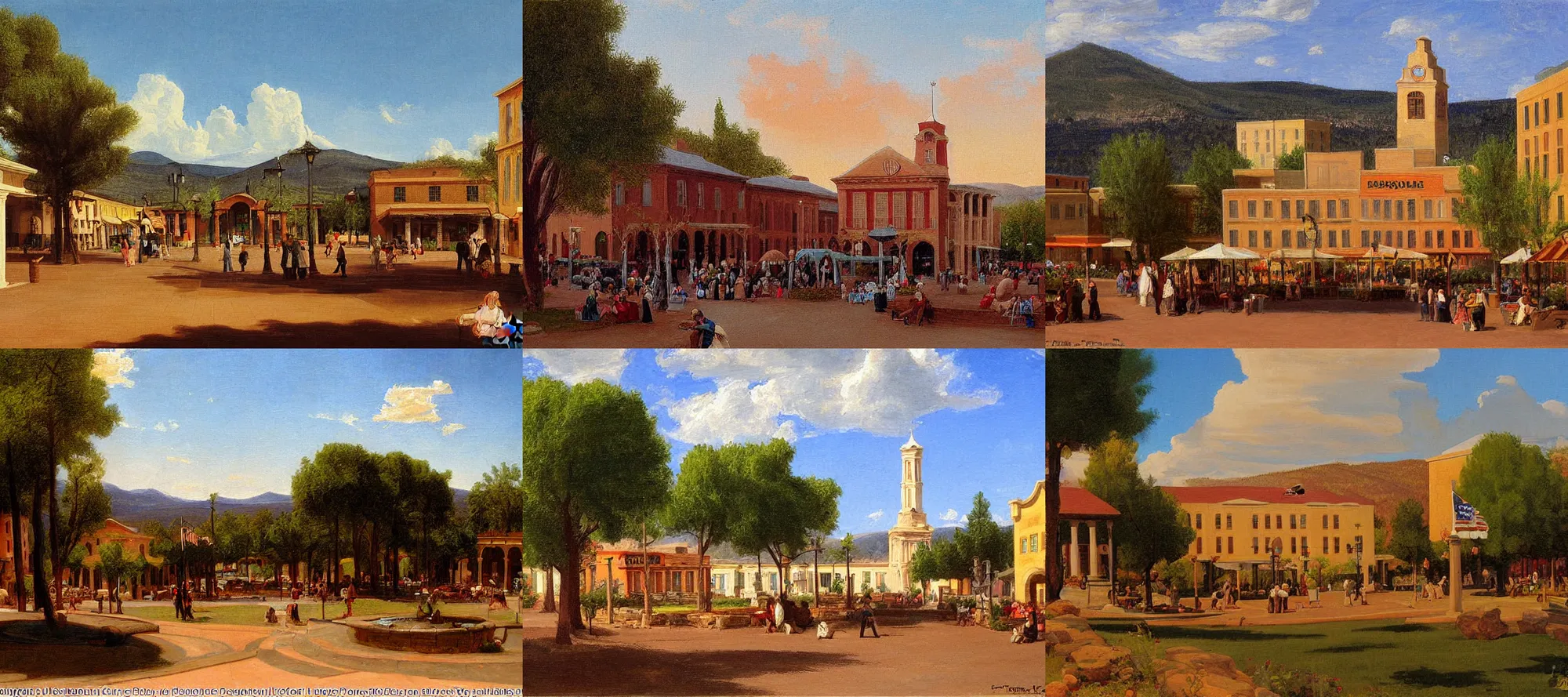 Prompt: prescott arizona town square painting by thomas cole