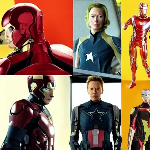 Image similar to tilda swinton as each of the avengers, film still from the avengers