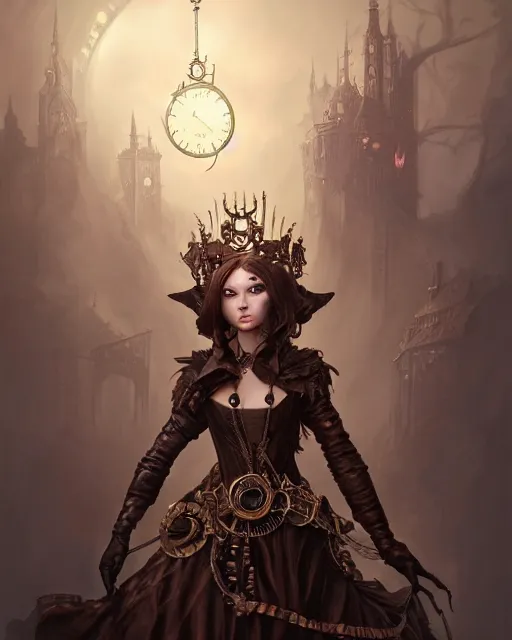 Image similar to dark steampunk princess, highly detailed, d & d, fantasy, highly detailed, digital painting, trending on artstation, concept art, sharp focus, illustration, global illumination, shaded, art by artgerm and greg rutkowski and fuji choko and viktoria gavrilenko and hoang lap