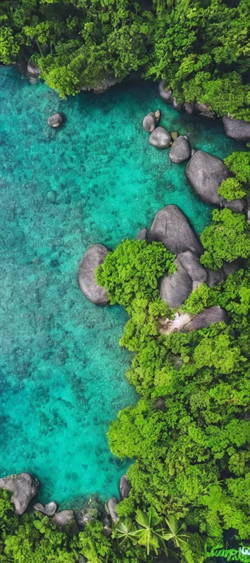 Prompt: beautiful koh samui koh krabi, subtropical forest island, beautiful water, drone view, travle photos