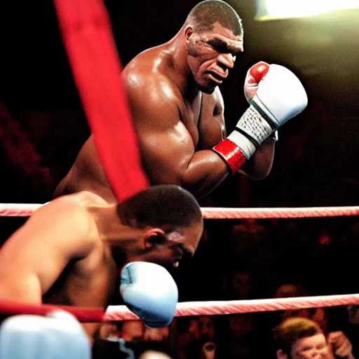 Prompt: bigfoot boxing mike tyson