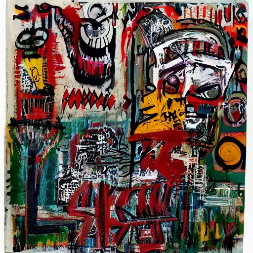 Image similar to arabic calligraphy with elements of transylvanian folk art, in the style of graffiti, made by jean michel basquiat