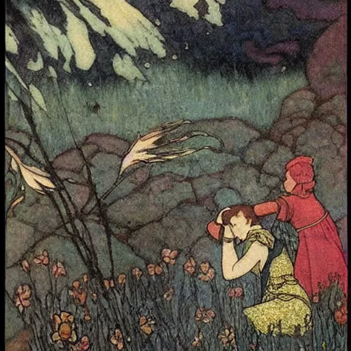 Image similar to painting by edmund dulac, highly detailed, high quality, trending on artstation, beautiful