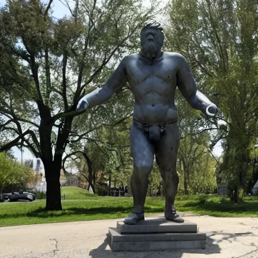 Prompt: giant roman statue of bernie sanders