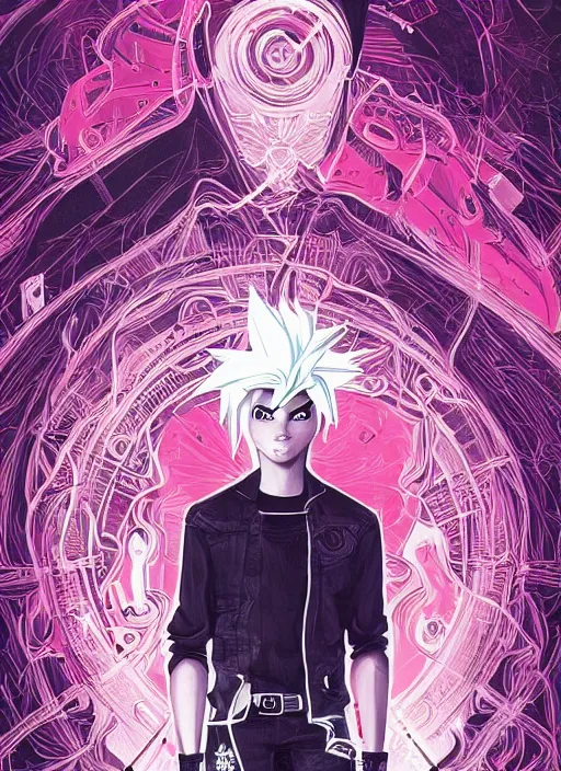 Image similar to portrait of danny phantom, an ultrafine detailed illustration by james jean, intricate linework, bright colors, final fantasy, behance contest winner, vanitas, angular, altermodern, unreal engine 5 highly rendered, global illumination, radiant light, detailed and intricate environment