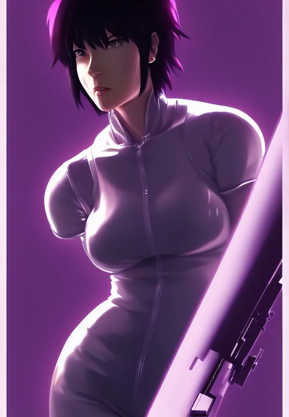 Image similar to a fullbody portrait of motoko kusanagi the major ghost in the shell : : stand alone complex, under repairs, maintenance : : by ilya kuvshinov, rossdraws, artgerm, sola digital arts, anti aliasing, raytracing : :