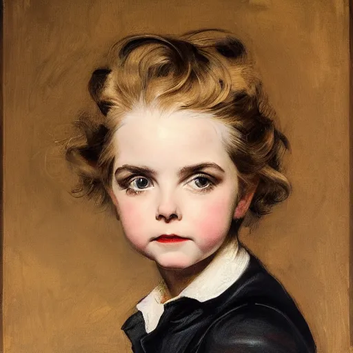 Prompt: mckenna grace in prey picture by j. c. leyendecker and peter paul rubens, asymmetrical, dark vibes, realistic painting, organic painting, matte painting, geometric shapes, hard edges, graffiti, street art : 2 by j. c. leyendecker and peter paul rubens : 4