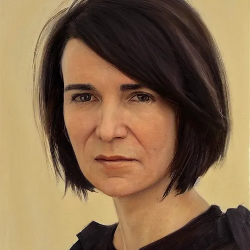 Image similar to maia sandu hyperrealistic, style of james gurney