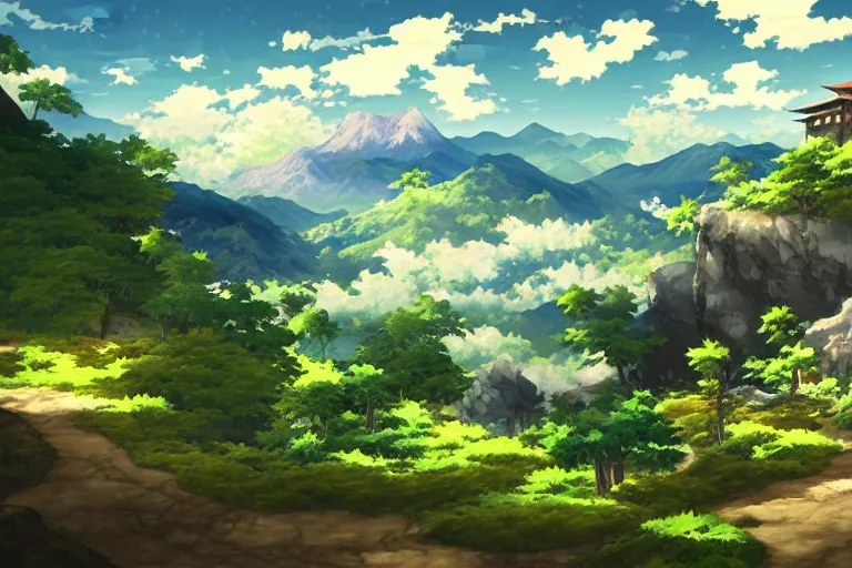 Image similar to mushoku tensei landscape art