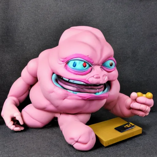 Prompt: krang melting trolls doll