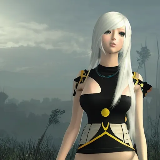 Image similar to a 2 from nier : automata wearing ukrainian national dress