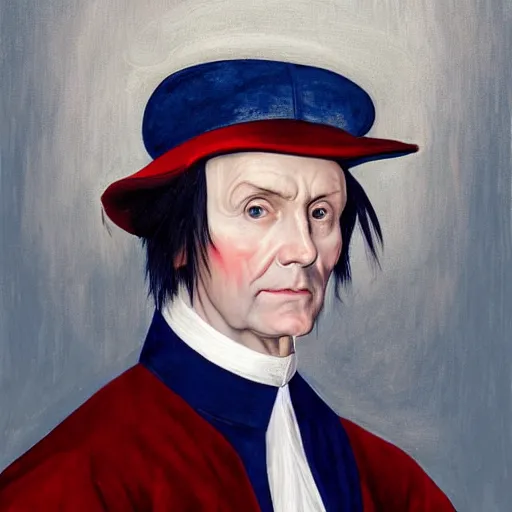 Prompt: president ash ketchum, ash ketchum presidential portrait, oval office painting. official portrait, painting by jan van eyck, northern renaissance art, oil on canvas, wet - on - wet technique, underpainting, grisaille, realistic. restored face.