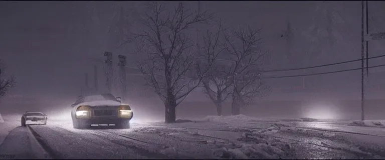 Prompt: Audi A4 B6 Avant (2002), a gritty neo-noir, dramatic lighting, cinematic, eerie person silhouette, death, homicide, homicide in the snow, gunshots, establishing shot, extremely high detail, photorealistic, cinematic lighting, artstation, by simon stalenhag, Max Payne (PC) (2001) winter new york at night, flashing lights, Poets of the Fall - Late Goodbye