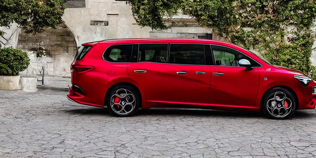 Image similar to “2022 Alfa Romeo Minivan, red”