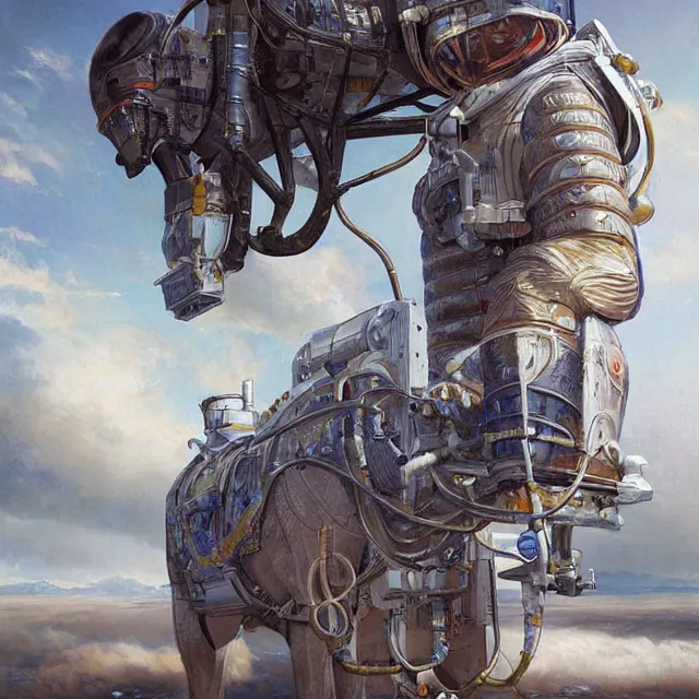 Prompt: astronaut walk on all fours, with horse sitting on back, industrial sci - fi, by mandy jurgens, ernst haeckel, james jean