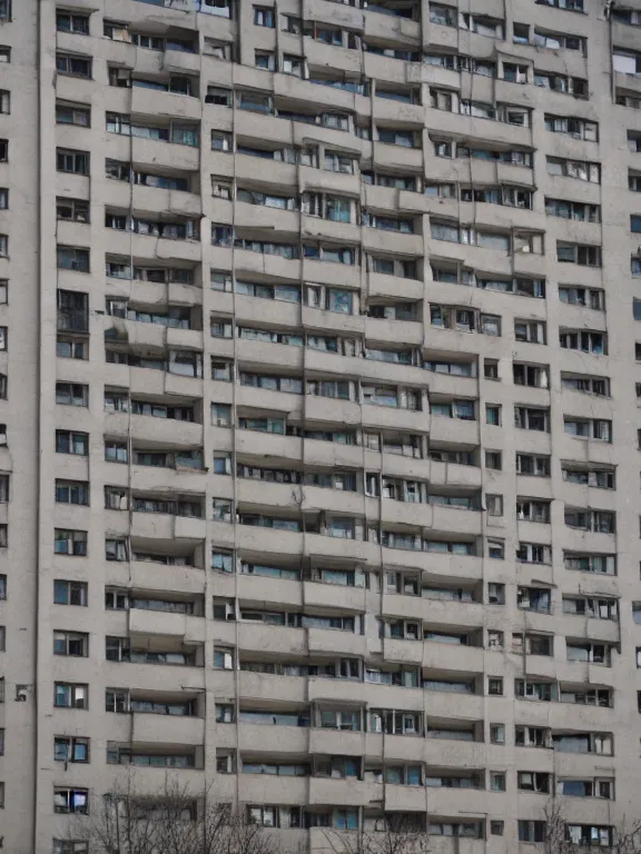 Image similar to soviet apartment building, photo, full shot