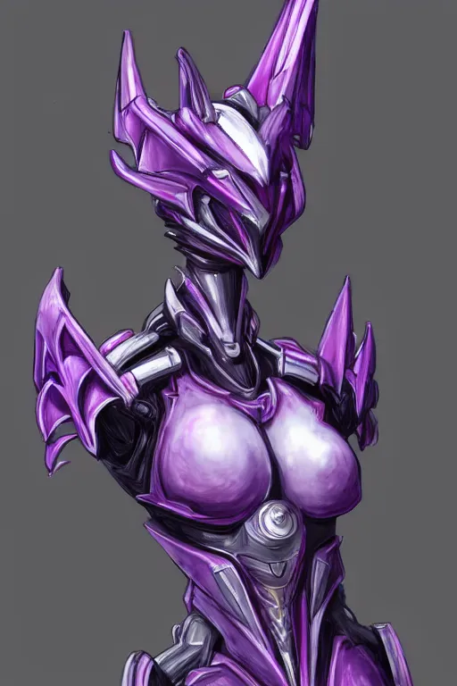 Image similar to cinematic bust shot, hyperdetailed elegant beautiful stunning giant robot mecha hot female goddess dragon, sharp spines, sharp metal ears, smooth purple eyes, smooth fuschia skin, smooth silver armor, nebula size, space, epic proportions, epic scale, warframe fanart, macro giantess, furry art, dragon art, goddess art, giantess art, furaffinity, octane