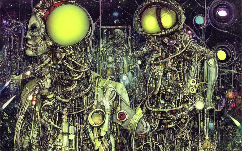 Prompt: a techno - spirit futurist cybernetic ecosystem, future perfect, award winning digital art by santiago caruso and alan bean, sharp bright colors