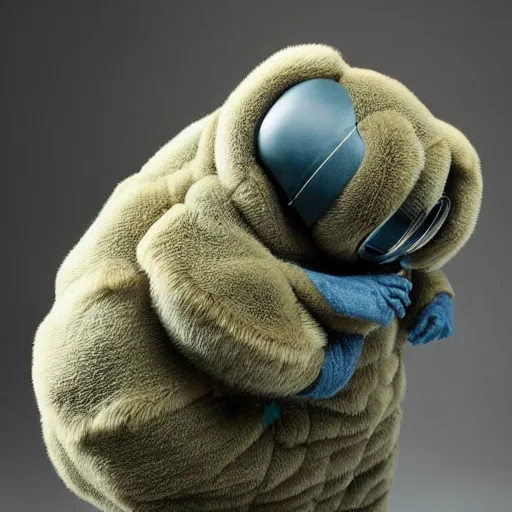 Prompt: photo of an enormous tardigrade with fur, studio photography