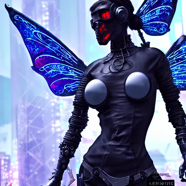 Image similar to cyberpunk fairy warrior, highly detailed, 8 k, hdr,, clayton crain