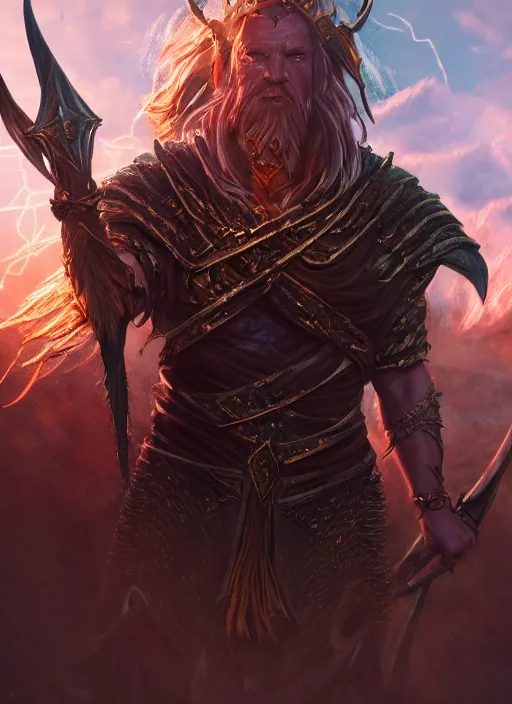 Prompt: greedy king royalty ultra detailed fantasy, elden ring, realistic, dnd character portrait, full body, dnd, rpg, lotr game design fanart by concept art, behance hd, artstation, deviantart, global illumination radiating a glowing aura global illumination ray tracing hdr render in unreal engine 5