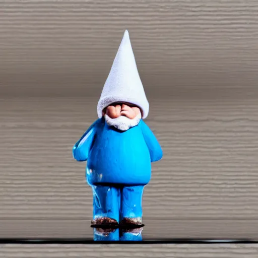 Image similar to professional portrait of a cute blue gnome standing in an office building, 8k, very intricate, very detailed,